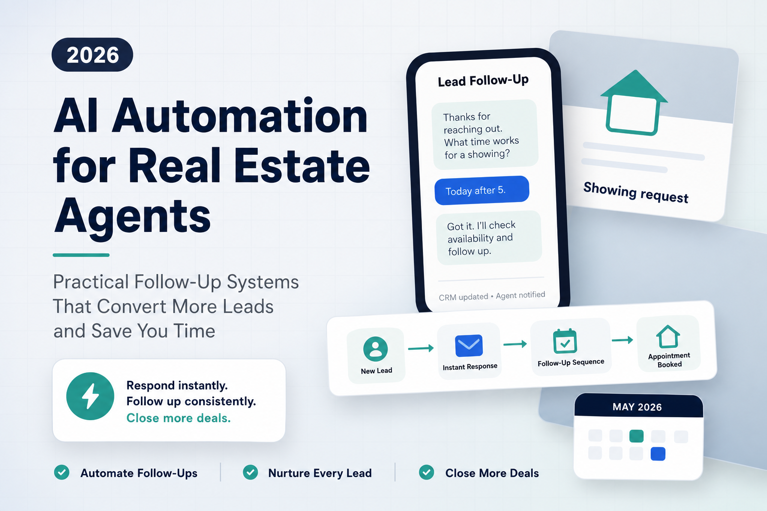 AI Automation for Real Estate Agents featured image showing lead follow-up and showing request workflow