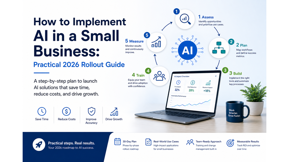 How to Implement AI in a Small Business rollout roadmap featured image