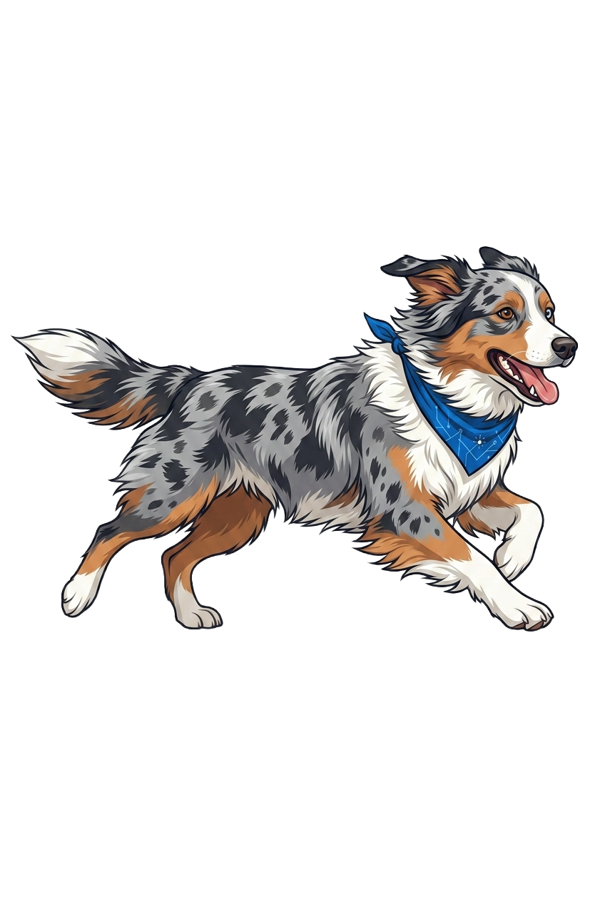 Ollie the border collie, mid-stride